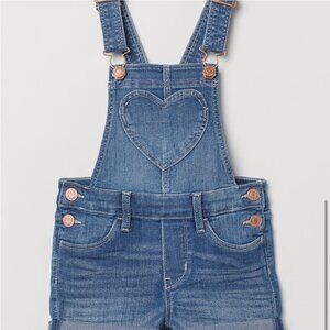 H&M Blue Denim Overalls With Heart Detail